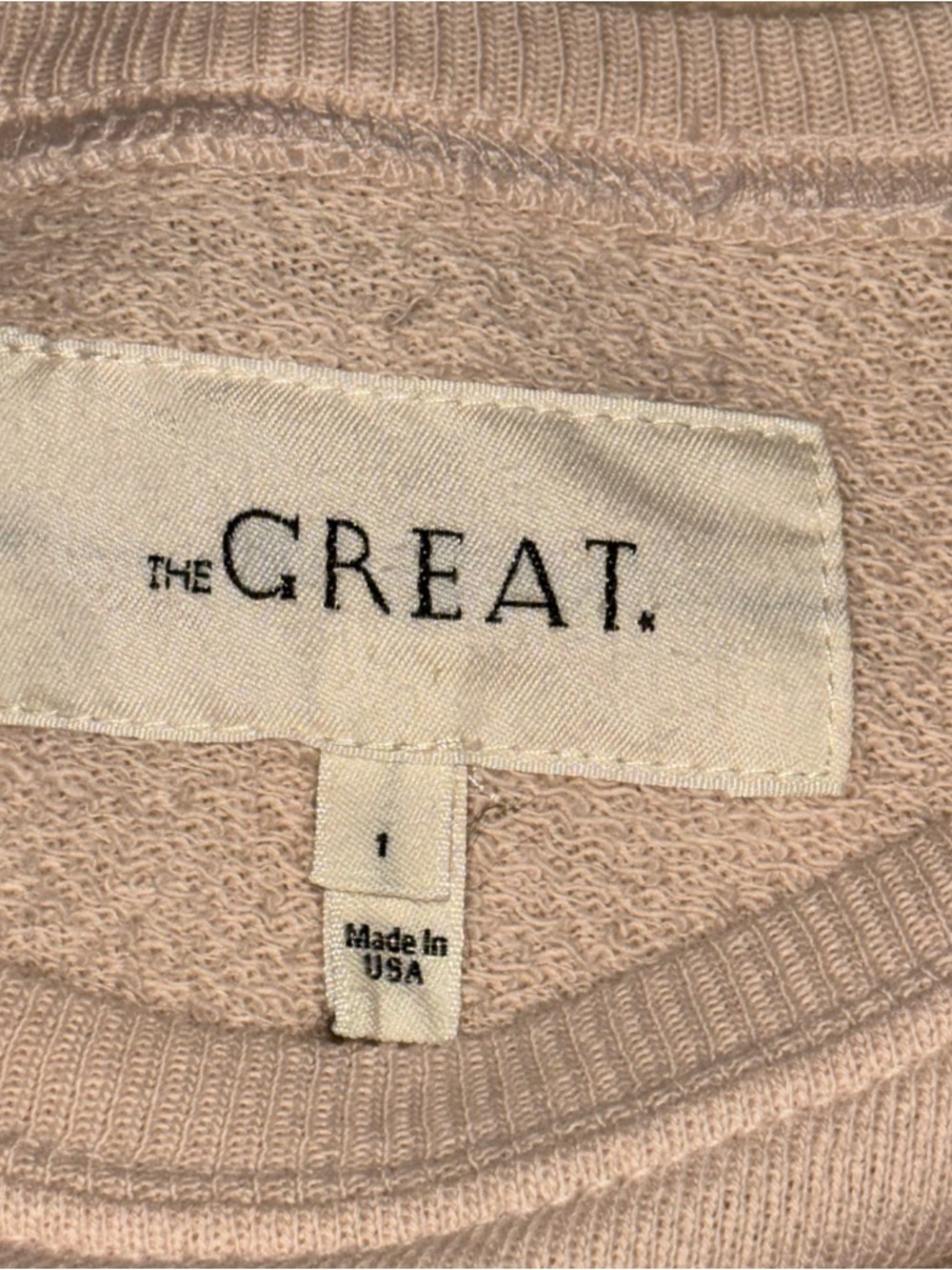 The Great Shrunken Graphic Heart Sweatshirt Sz 1(Small) Whisper Pink 100% Cotton - Picture 4 of 11
